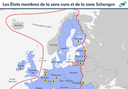 Les États membres de la zone euro et de la zone Schengen - CARTE - Nouvelle fenêtre